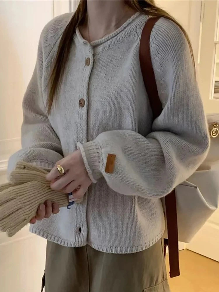 AOSSVIAO 2025 Autumn Warm Single Breasted Knitted Sweater